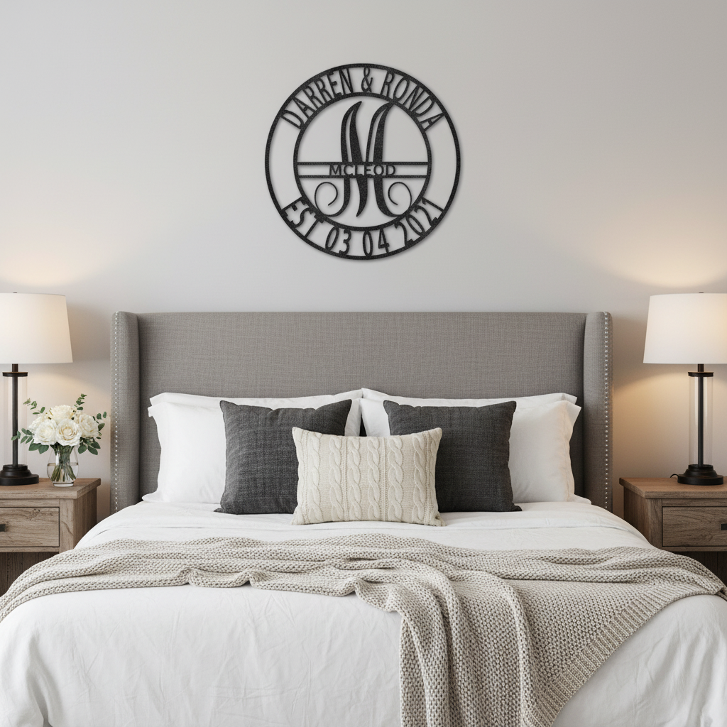 Elaborate Name Steel Sign in Black - Bedroom Decor