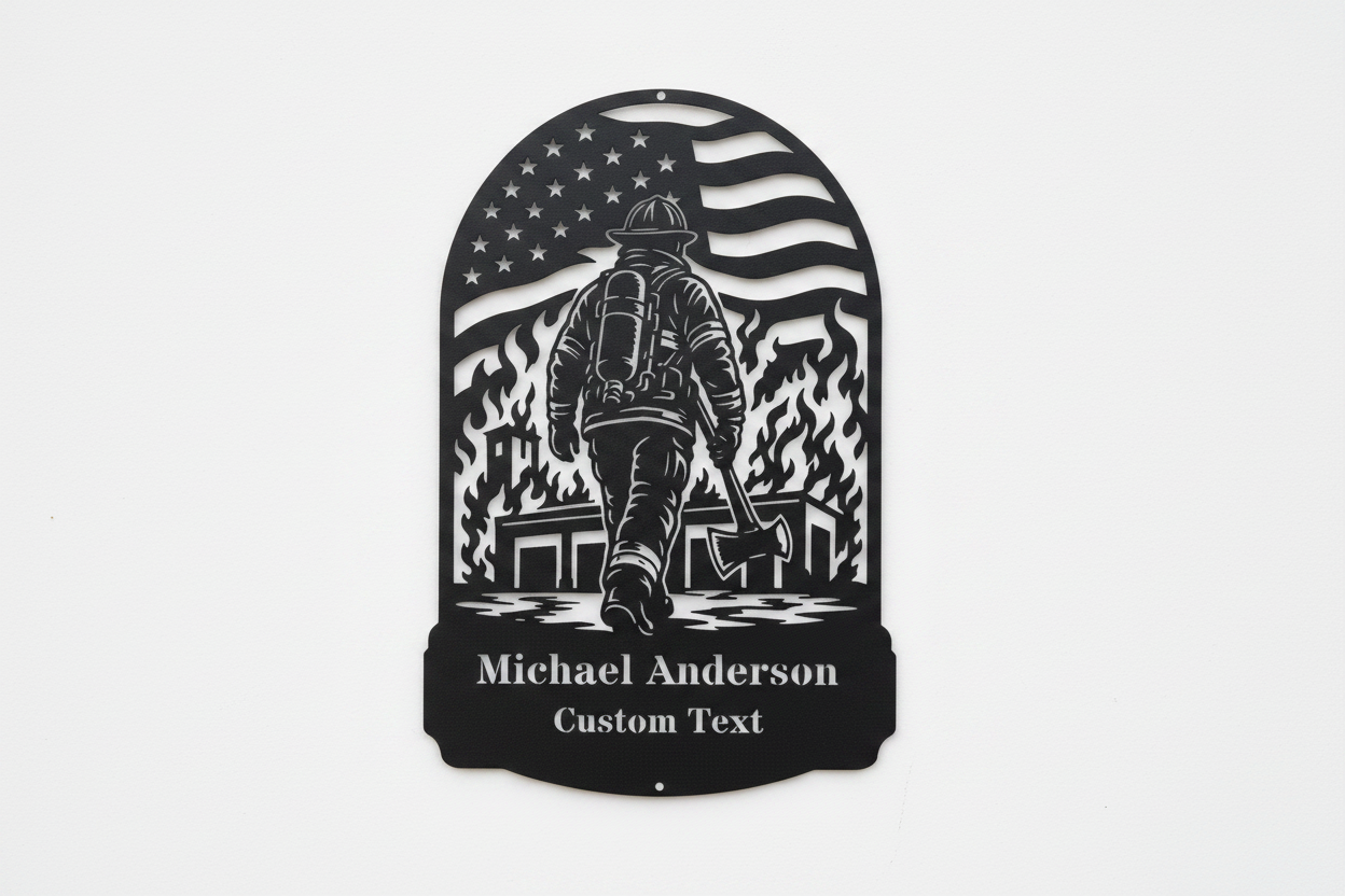 Firefighter - Black Front White Background
