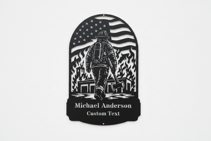 Firefighter - Black Front White Background