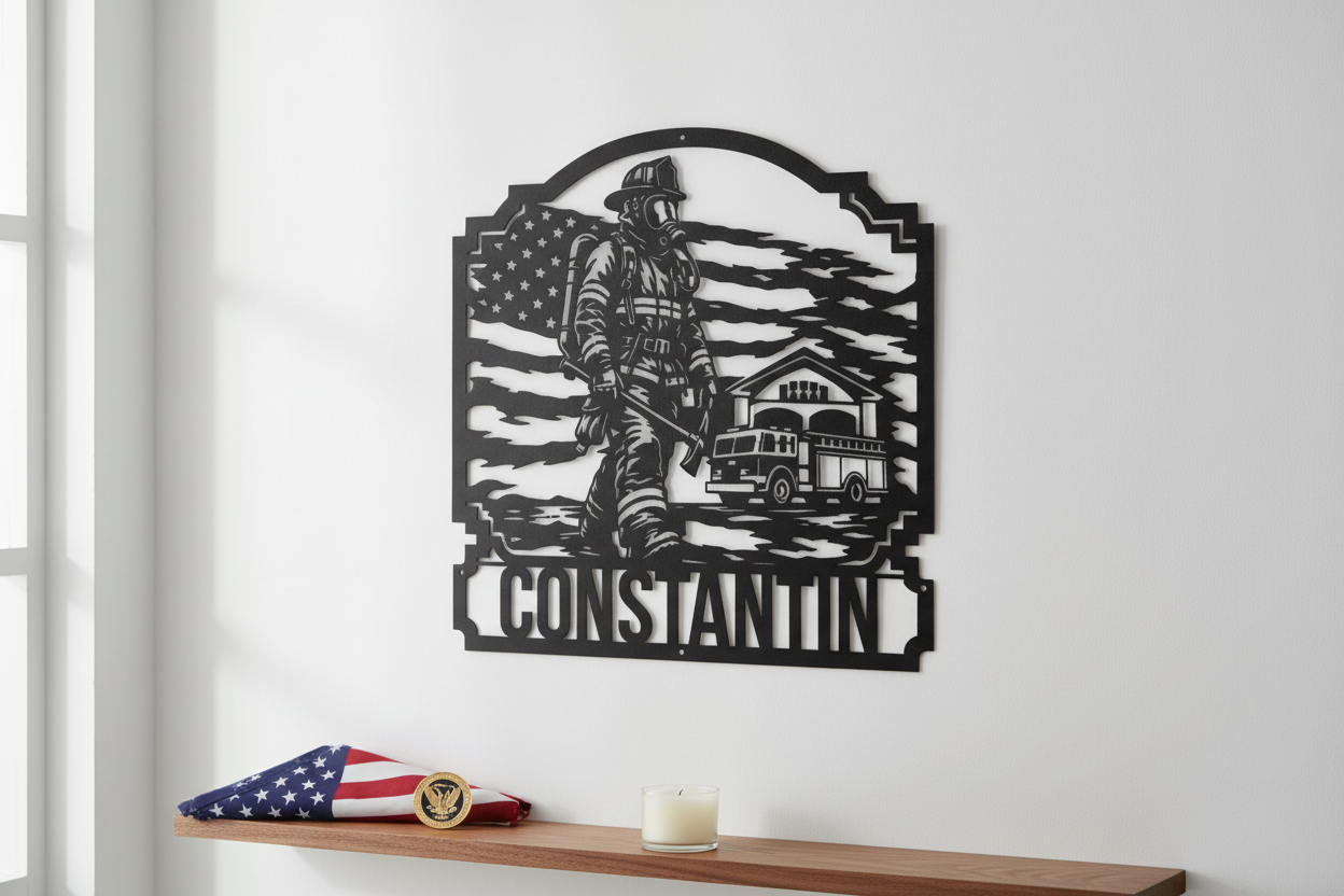 Firefighter Fire Truck - Black Home Decor