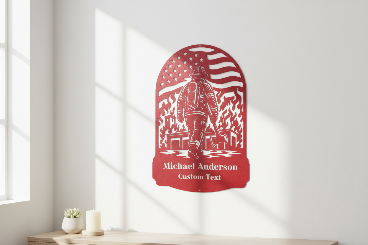 Firefighter - Red Wall Home Decor Closer