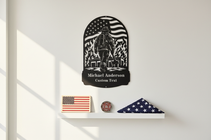 Firefighter - White Wall Patriotic Shelf
