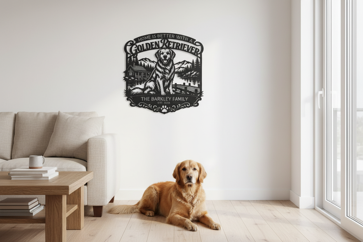Golden Retriever Lakeside - DSLR Living Room