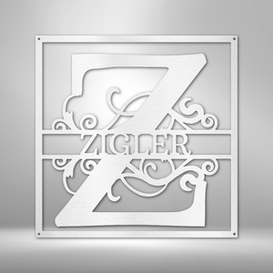 Split Square Monogram - Steel Sign