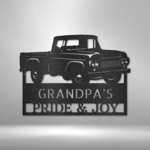 Grandpas Pickup Truck Monogram - Steel Sign