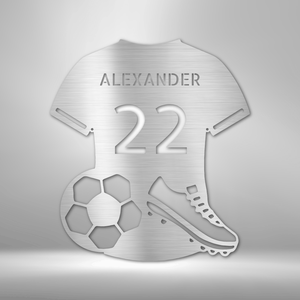 Soccer Jersey Monogram - Steel Sign