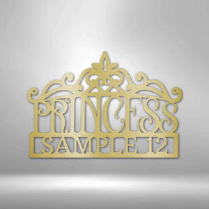 Princess Crown Monogram - Steel Sign