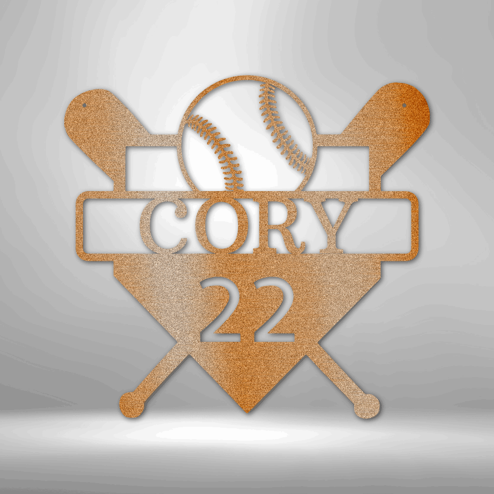 Custom Baseball Monogram - Metal Sign