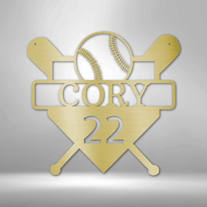 Custom Baseball Monogram - Metal Sign