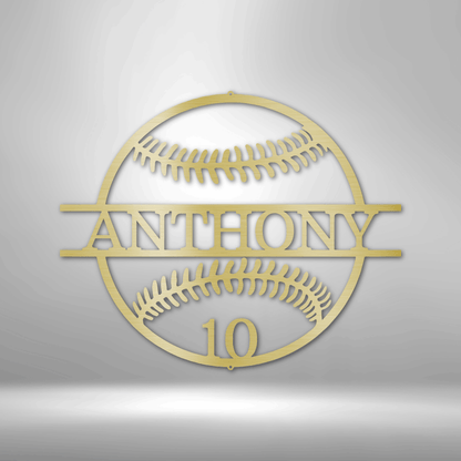 Name and Number Baseball - Metal Sign