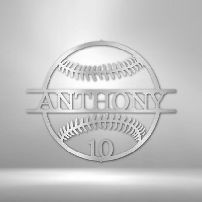 Name and Number Baseball - Metal Sign