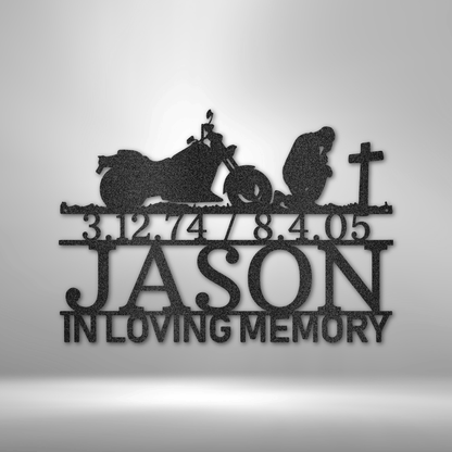 Motorcycle Memorial Tribute Monogram - Steel Sign