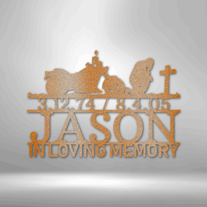 Motorcycle Memorial Tribute Monogram - Steel Sign