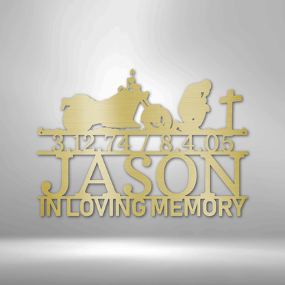 Motorcycle Memorial Tribute Monogram - Steel Sign