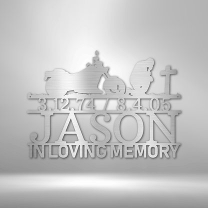 Motorcycle Memorial Tribute Monogram - Steel Sign