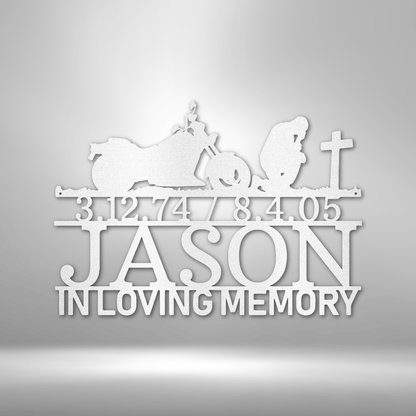 Motorcycle Memorial Tribute Monogram - Steel Sign