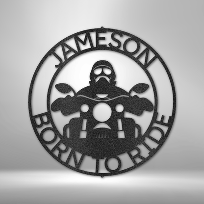 Motorcycle Biker Ring Monogram - Steel Sign