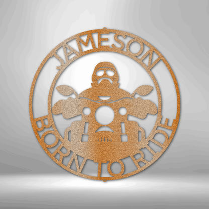 Motorcycle Biker Ring Monogram - Steel Sign