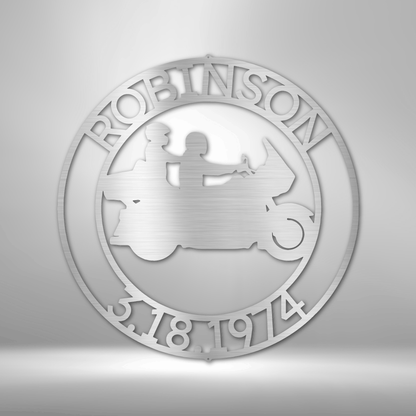 Motorcycle Wedding Monogram - Steel Sign