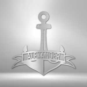 Fancy Anchor Banner - Steel Sign